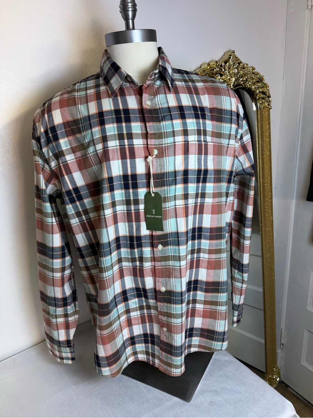 Mutual Weave Mens Multicolored Plaid Long Sleeve Button Up Shirt Size XXL NWT